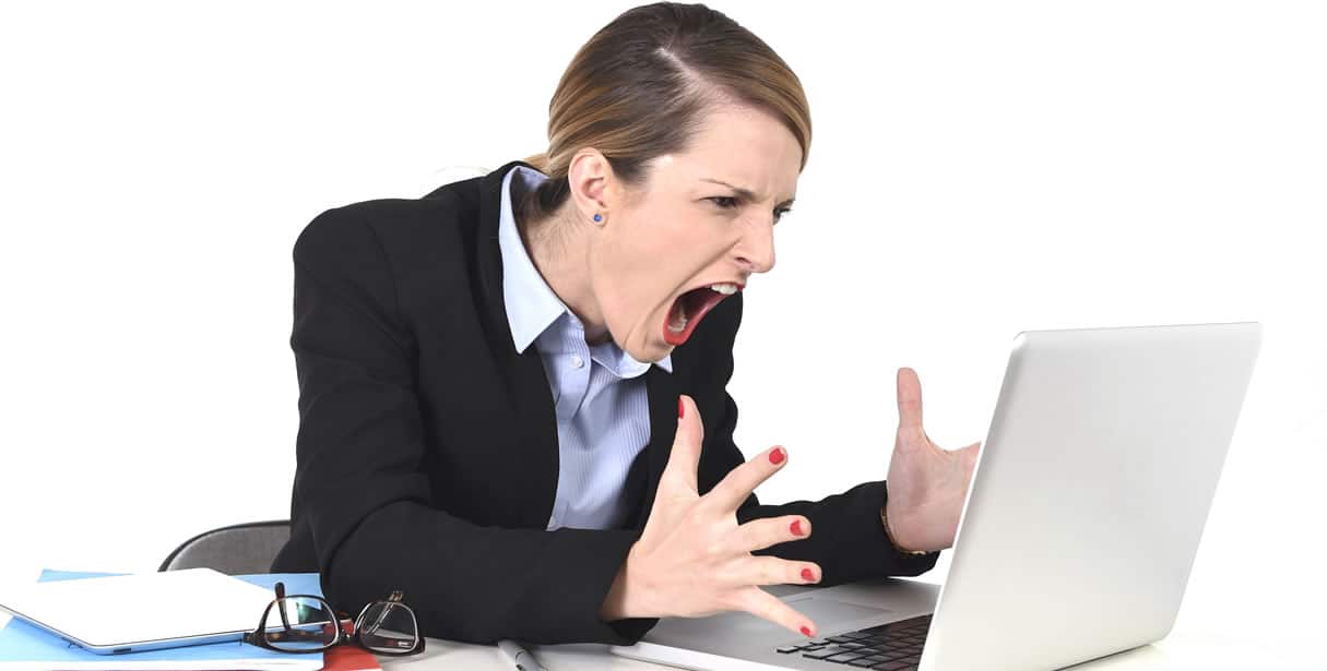 Woman screaming at computer